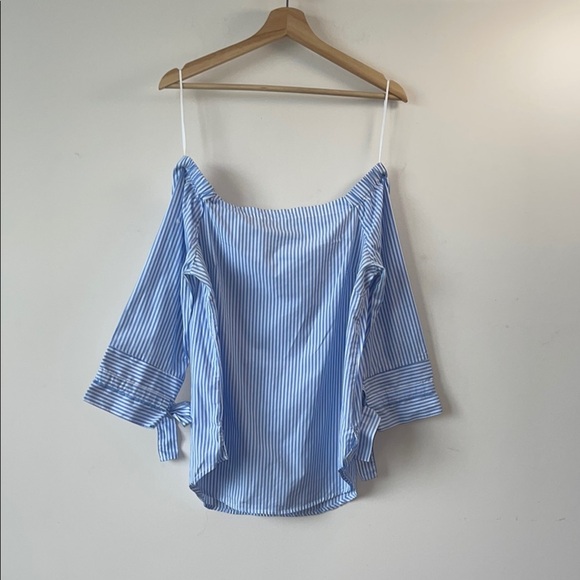 Thread & Supply Relaxed Blue Off-Shoulder Blouse - Picture 1 of 5
